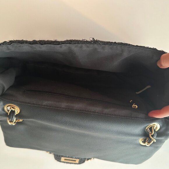 Lulus Black Tweed Lurex Chain Strap Shoulder Bag - Picture 4 of 4